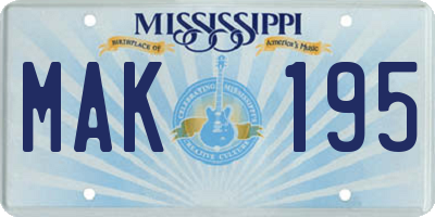 MS license plate MAK195