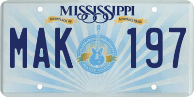 MS license plate MAK197