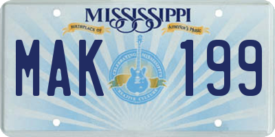 MS license plate MAK199