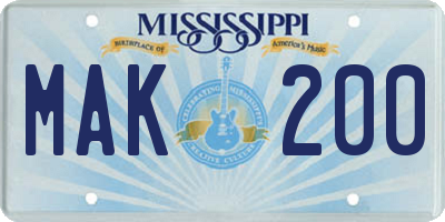 MS license plate MAK200