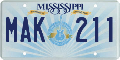 MS license plate MAK211