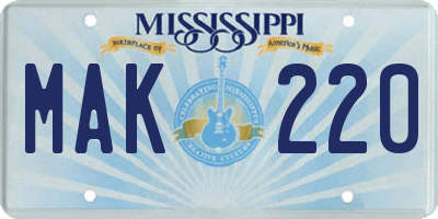 MS license plate MAK220
