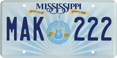MS license plate MAK222