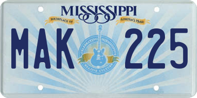 MS license plate MAK225
