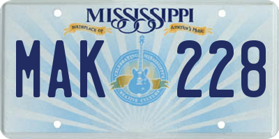 MS license plate MAK228