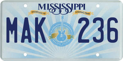 MS license plate MAK236