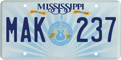 MS license plate MAK237