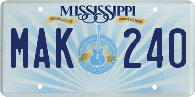 MS license plate MAK240