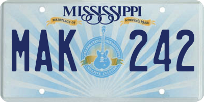 MS license plate MAK242