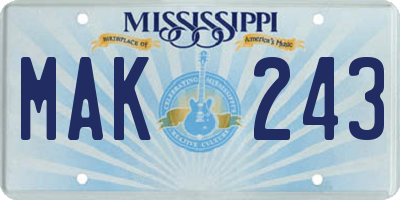MS license plate MAK243