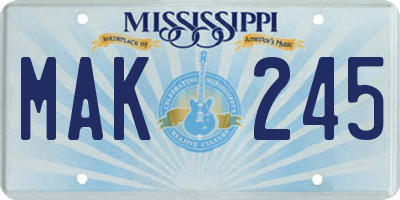 MS license plate MAK245
