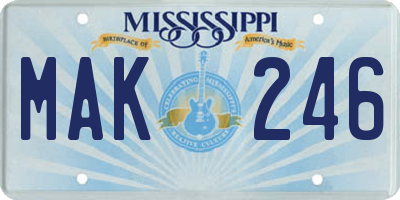 MS license plate MAK246