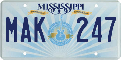 MS license plate MAK247