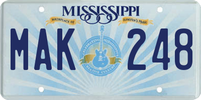 MS license plate MAK248