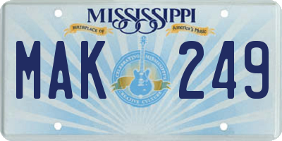 MS license plate MAK249