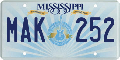 MS license plate MAK252