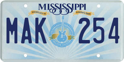 MS license plate MAK254