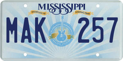 MS license plate MAK257