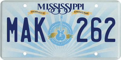MS license plate MAK262