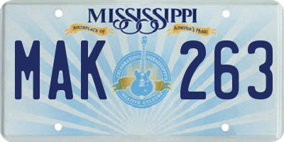 MS license plate MAK263