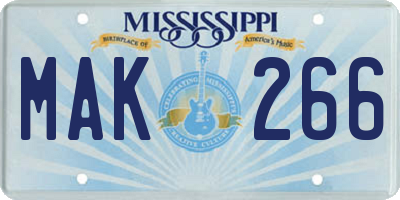 MS license plate MAK266