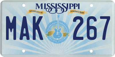 MS license plate MAK267