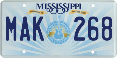 MS license plate MAK268