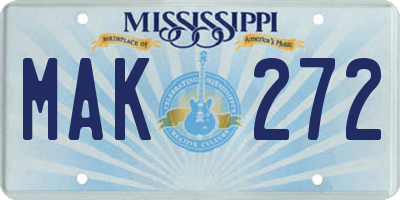 MS license plate MAK272