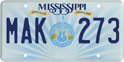 MS license plate MAK273