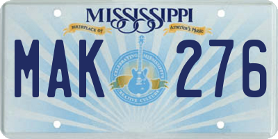 MS license plate MAK276