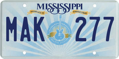 MS license plate MAK277