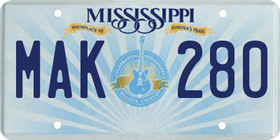 MS license plate MAK280