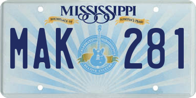 MS license plate MAK281
