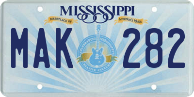 MS license plate MAK282