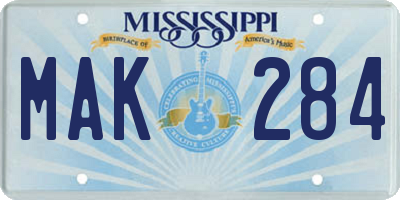 MS license plate MAK284