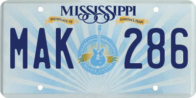 MS license plate MAK286