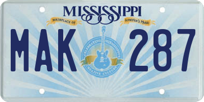 MS license plate MAK287