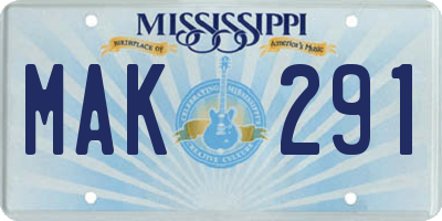 MS license plate MAK291