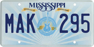 MS license plate MAK295