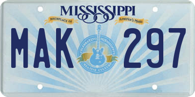 MS license plate MAK297