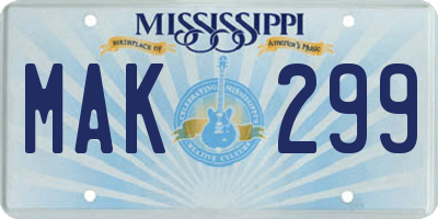 MS license plate MAK299