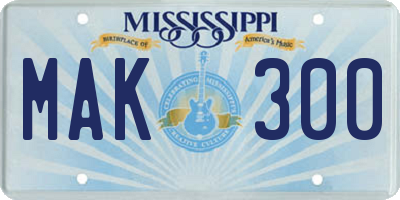 MS license plate MAK300