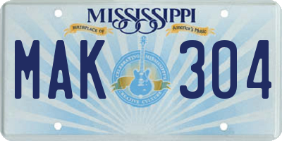 MS license plate MAK304