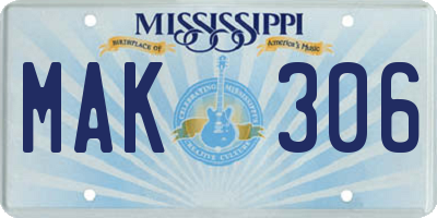 MS license plate MAK306