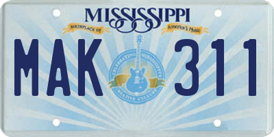 MS license plate MAK311