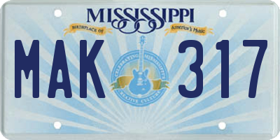 MS license plate MAK317