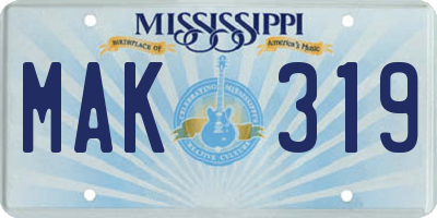 MS license plate MAK319