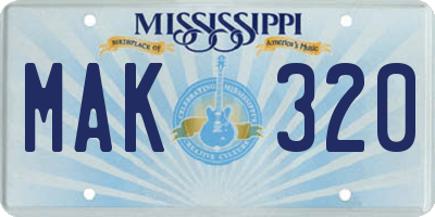 MS license plate MAK320