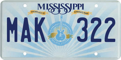 MS license plate MAK322