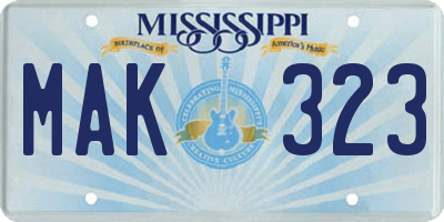 MS license plate MAK323